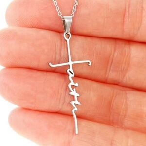 ✨ NEW Faith Cross Necklace | Silver Script Cross | Christian Jewelry ✨